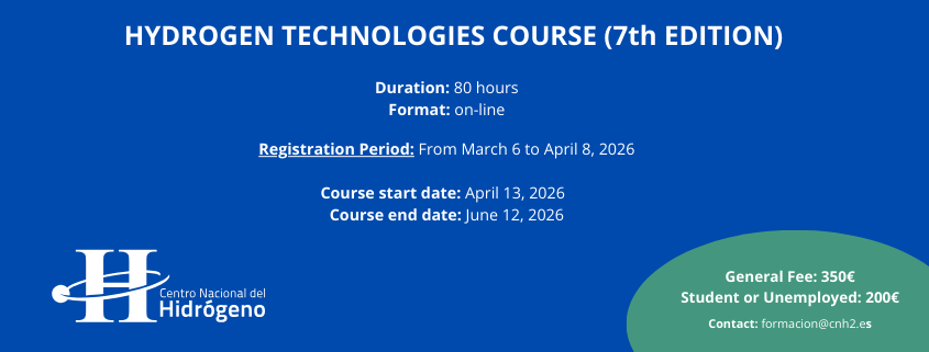 Official poster for the 7th Edition of the CNH2 Hydrogen Technologies Course 2026.